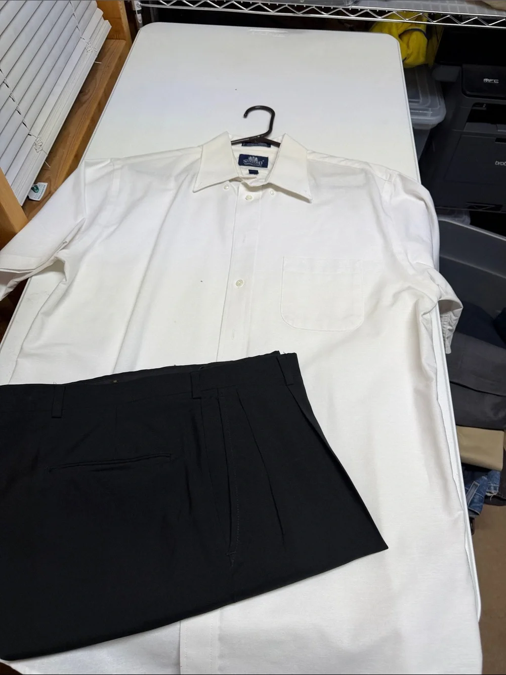 Stafford (16.5) White Shirt l/Hart Schaffner Marx Black Dress Pants(38/29)#100